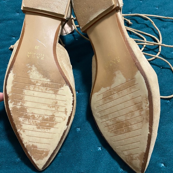 Zara suede lace up flats. - Picture 2 of 2